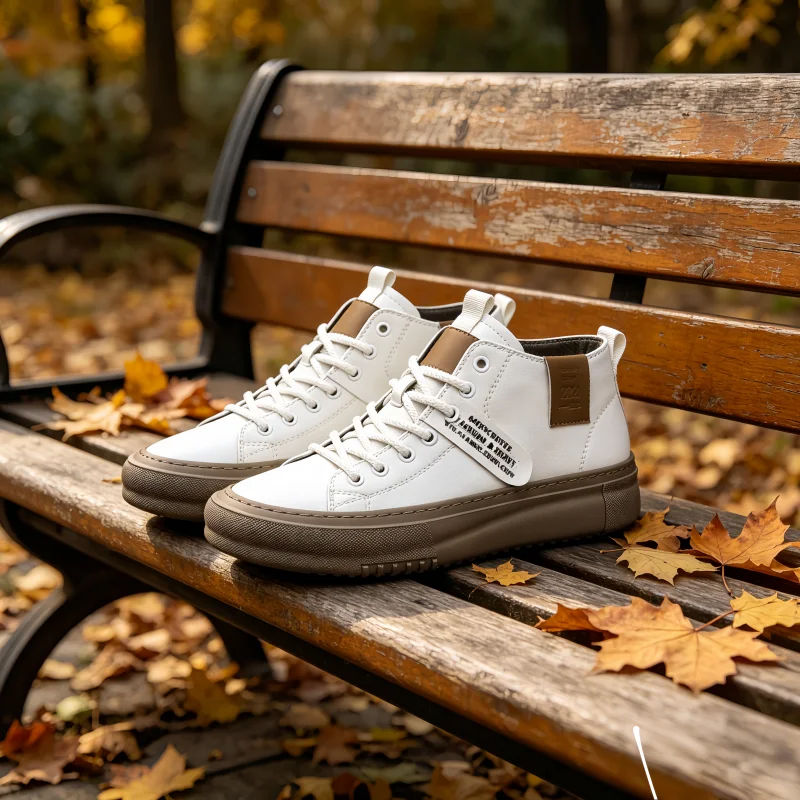 

Men's Spring and Autumn Style White Sneakers, New Trendy Versatile High-Top Sneakers, Summer Fashion Casual Shoes, Breathable