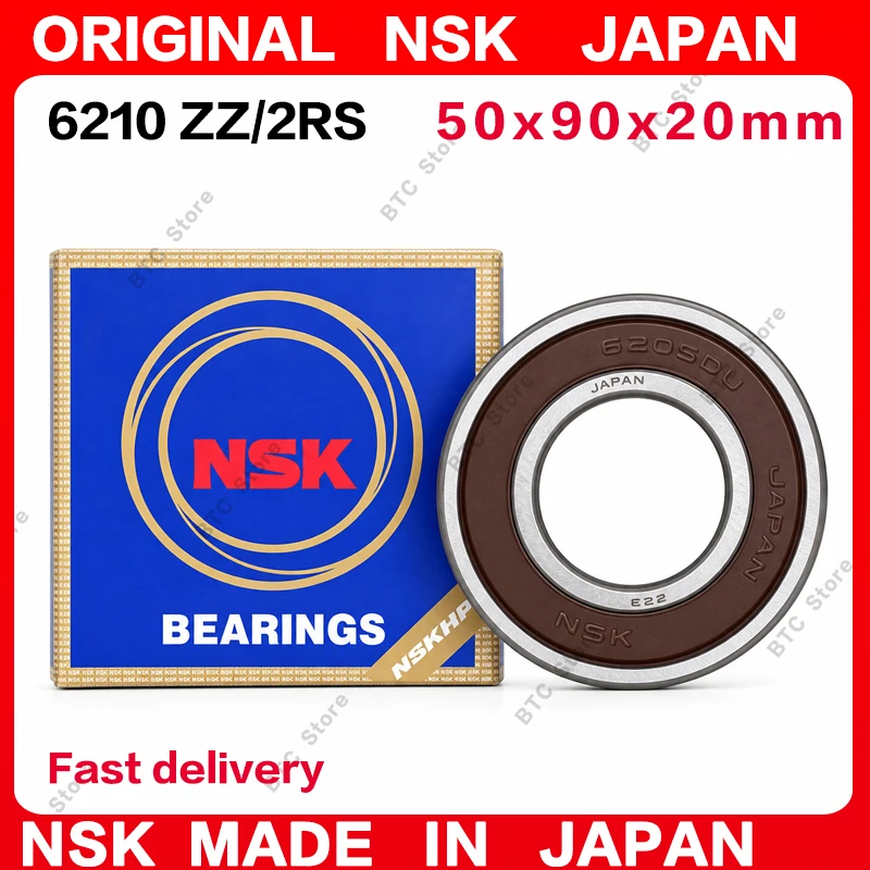 2pcs Japan NSK Bearing 6210 6210ZZ 6210-2RS 50*90*20mm Precision deep groove ball bearings