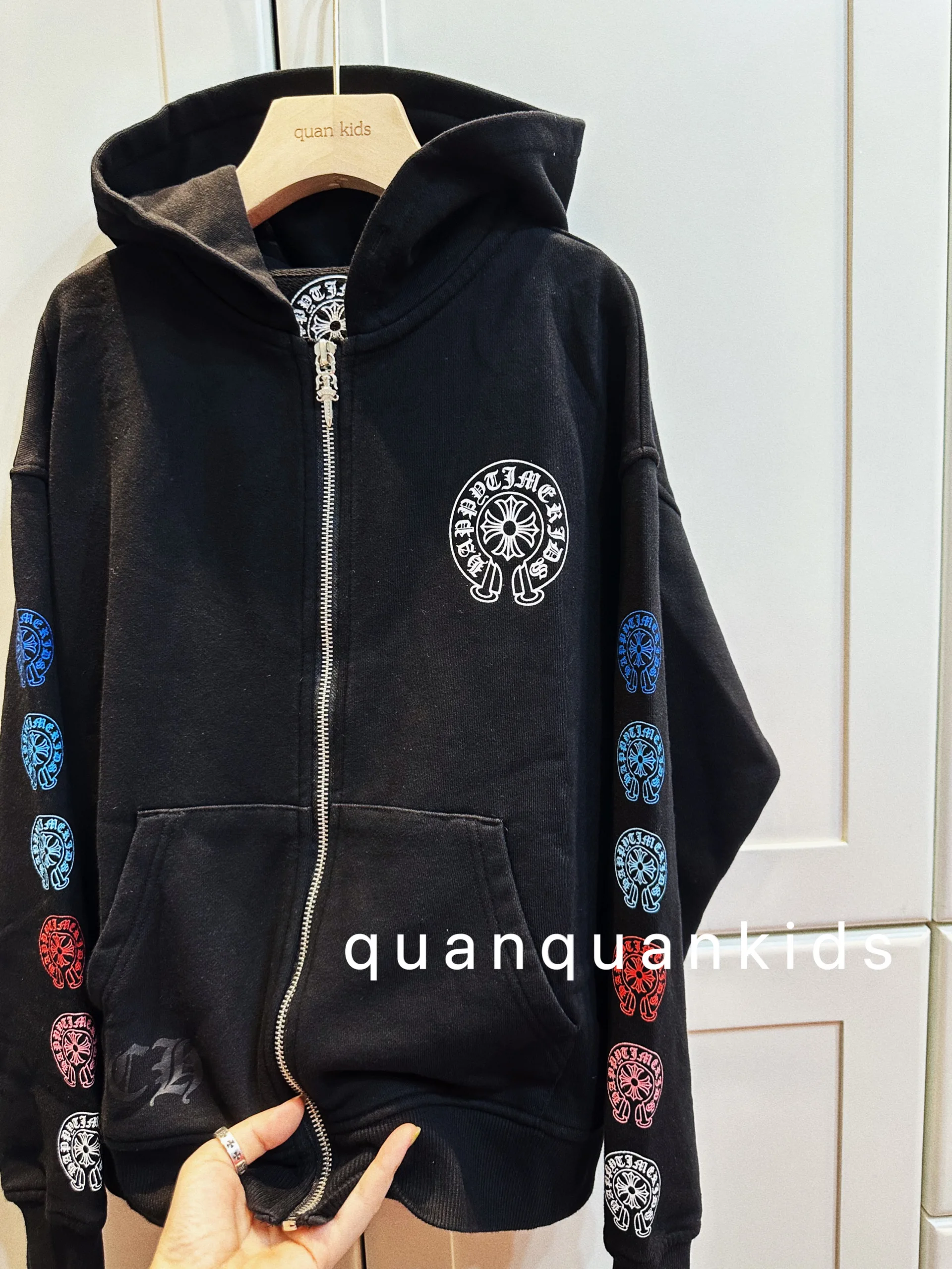 Cool Zipper Hoodie Street Dance Style Cotton Jacket for Boys And Girls Spring Autumn Loose Fit Hat Hood Print Casual Outerwear