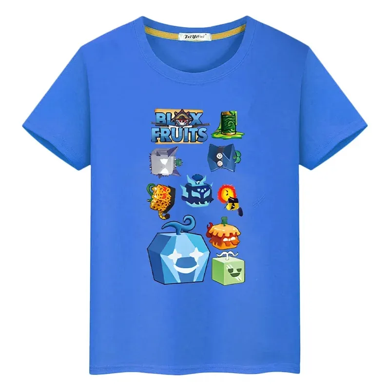 L2025l هالوين لعبة جديدة Blox الفواكه بلوزات قصيرة 100% القطن تي شيرت للأطفال الصبي 10 سنوات أنيمي تيز فخر التي شيرت y2k قطعة واحدة k #6