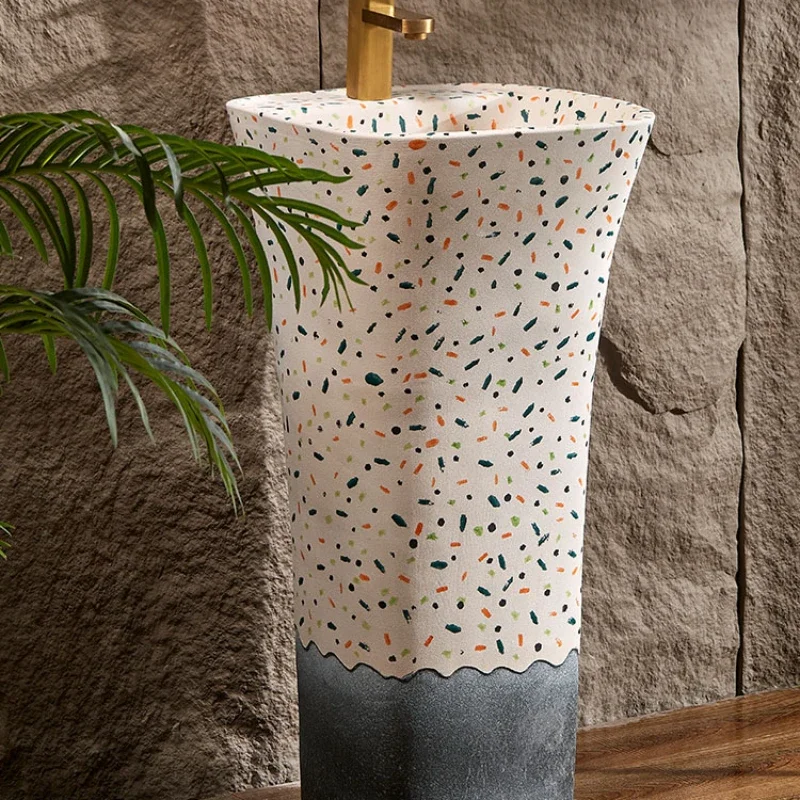 

Color ceramic column wash basin outdoor