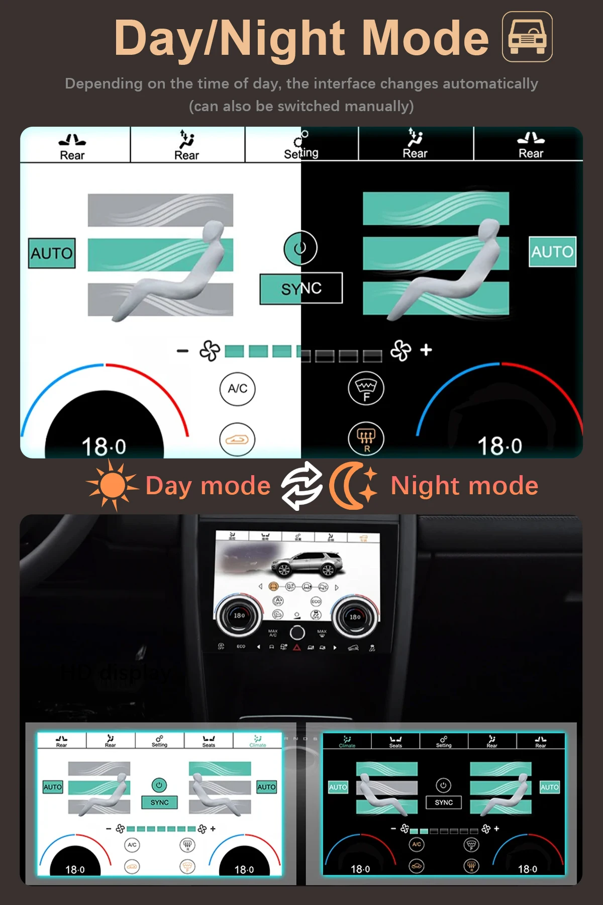 Upgrade LCD Screen For Land Rover Range Discovery Sport 2020 -2022 Climate Control AC Panel Car