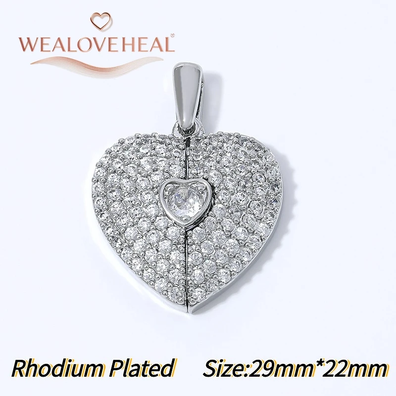 anhänger schmuckherstellung, 18K vergoldeter Messing-Anhänger mit geteiltem Herz für DIY-Schmuckherstellung, Pavé-CZ-Anhänger mit zerbrochenem Herz und Flügeln, DIY-Halskettenzubehör – Detail 23