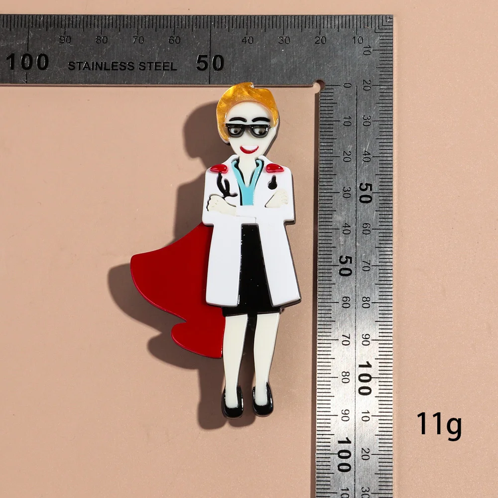 New Acrylic Cartoon Doctor Brooches for Women Creative Medical Man Figure Badges Brooch Pin Fashion Jewelry Accessories Gifts
