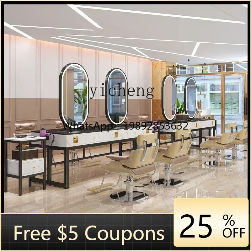 ZZ  perm and dyeing table barber shop mirror table beauty mirror integrated marble single and double-sided mirror