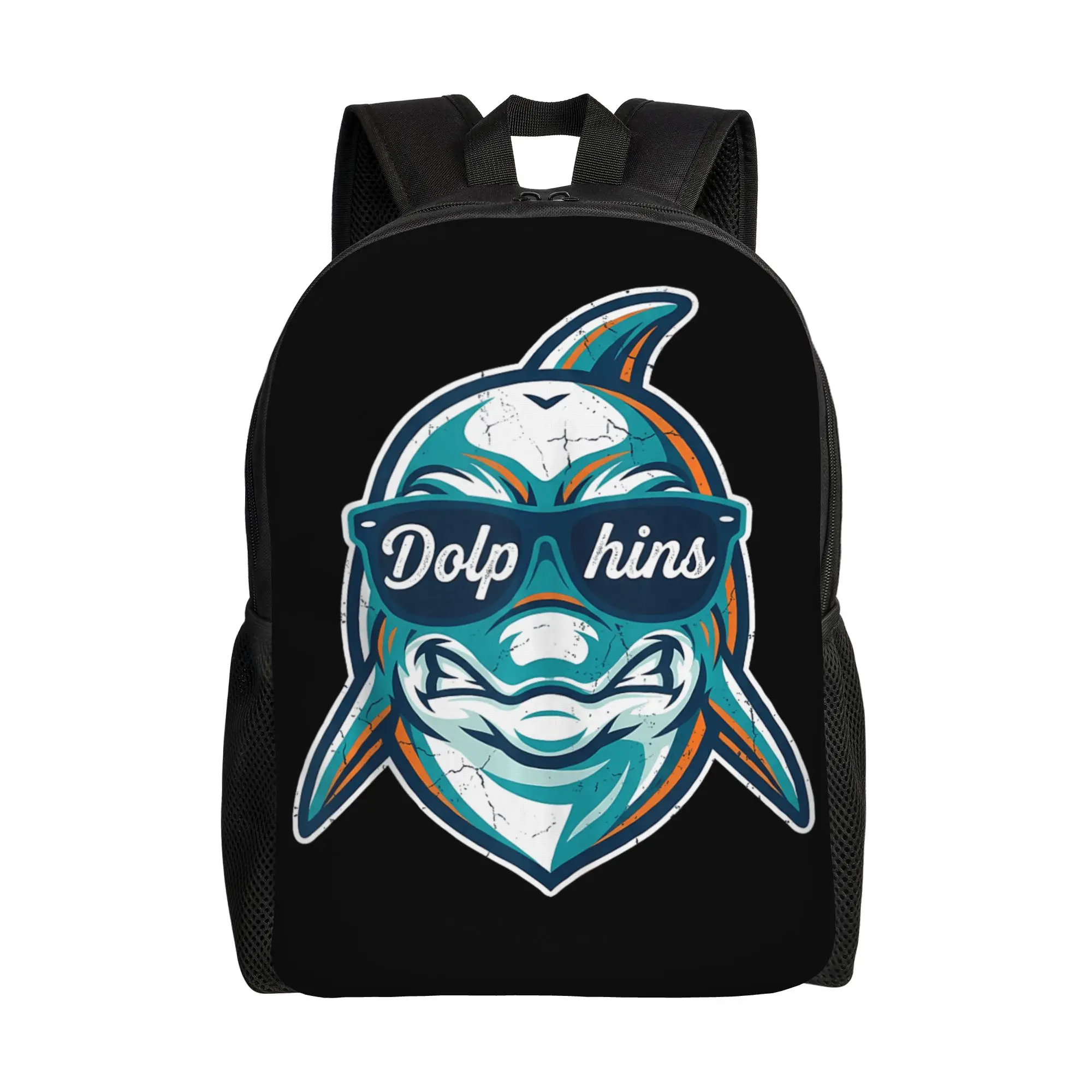 Dolphins Cool Ocean Marine Funny Backpack  Daily Backpacks Women Leisure High School Bags Custom Lightweight Rucksack
