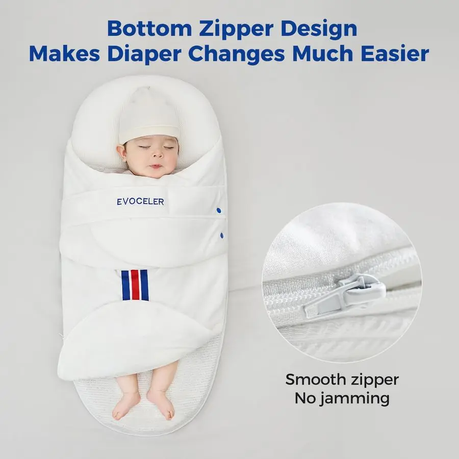 كيس نوم للأطفال 1.0 قماط TOG مع مرتبة داعمة لمراقبة درجة الحرارة، بطانية من القطن العضوي يمكن ارتداؤها، ناعمة #5