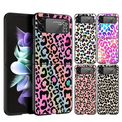 Tiger Leopard Print Panther Phone Cover For Samsung Galaxy Z Flip 4 Case Black For Samsung Z Flip3 Hard PC Luxury Foldable Shell