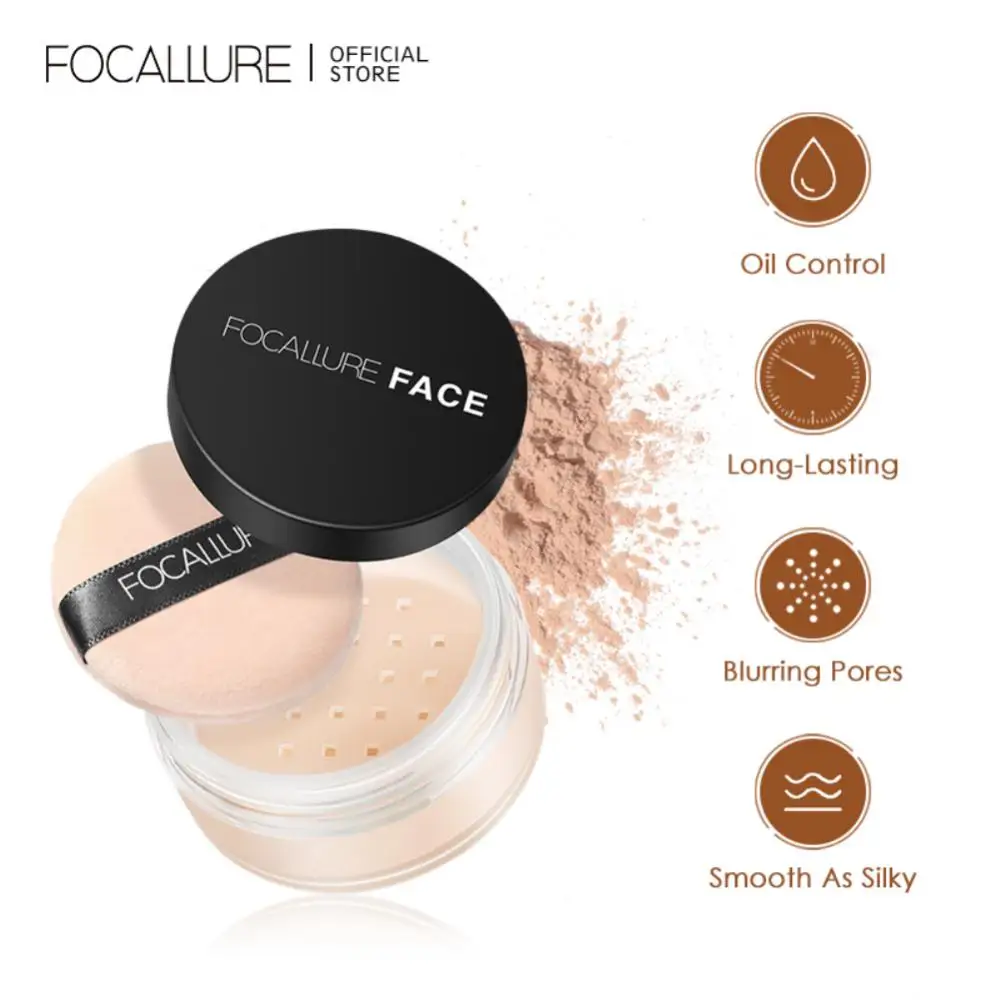 FOCALLURE Face Loose Powder Waterproof Delicate Refreshing Skin Finish Oil Control Long Lasting Mineral Powder Face Makeup TSLM1