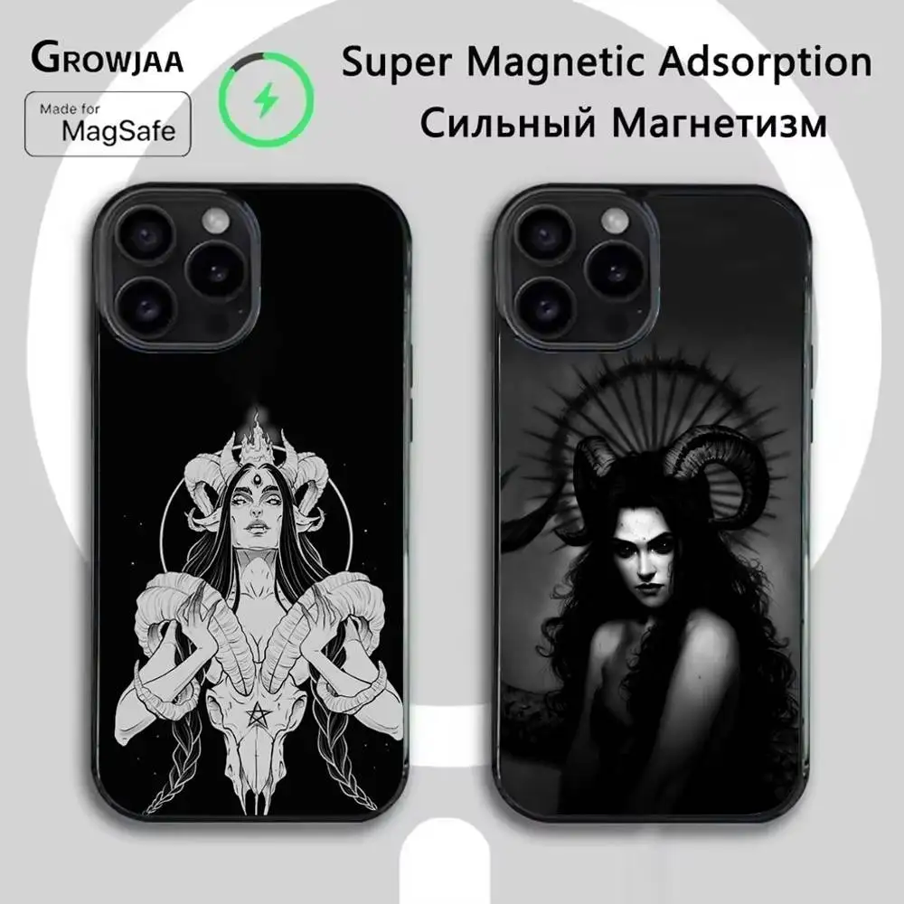 

Чехол для телефона Gothic Witch Satan для iPhone 16e, 16, 15,14,13,12,11, Plus, Pro, Max, Mini Magsafe с магнитной беспроводной зарядкой
