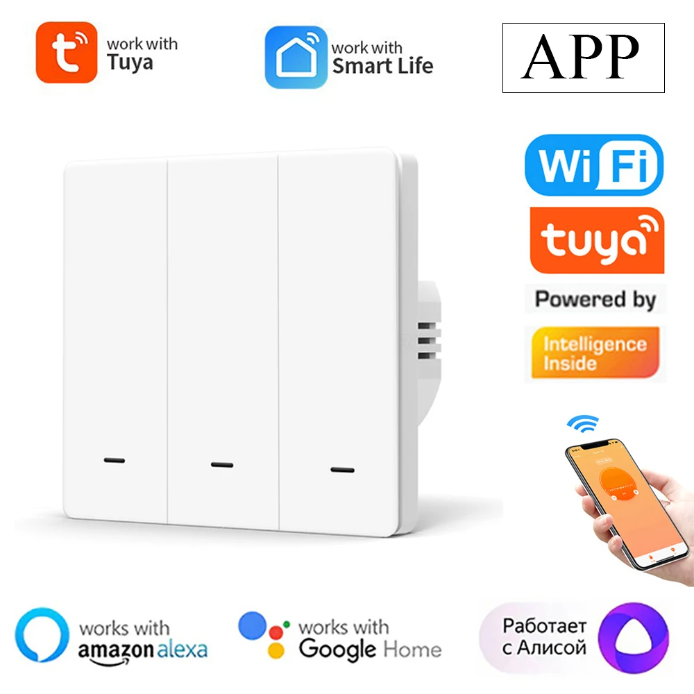 

Type 86 Tuya Smart Wifi Zigbee Smart Button Light Switch Whole House Smart Zero Fire Version Wall Switch for Google Home Alice