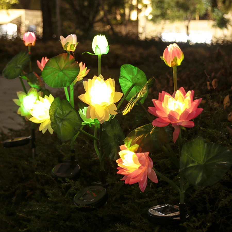 LED Solar Lotus Field Plug in Light Landscape Lawn Balcony Atmosphere Courtyard Light