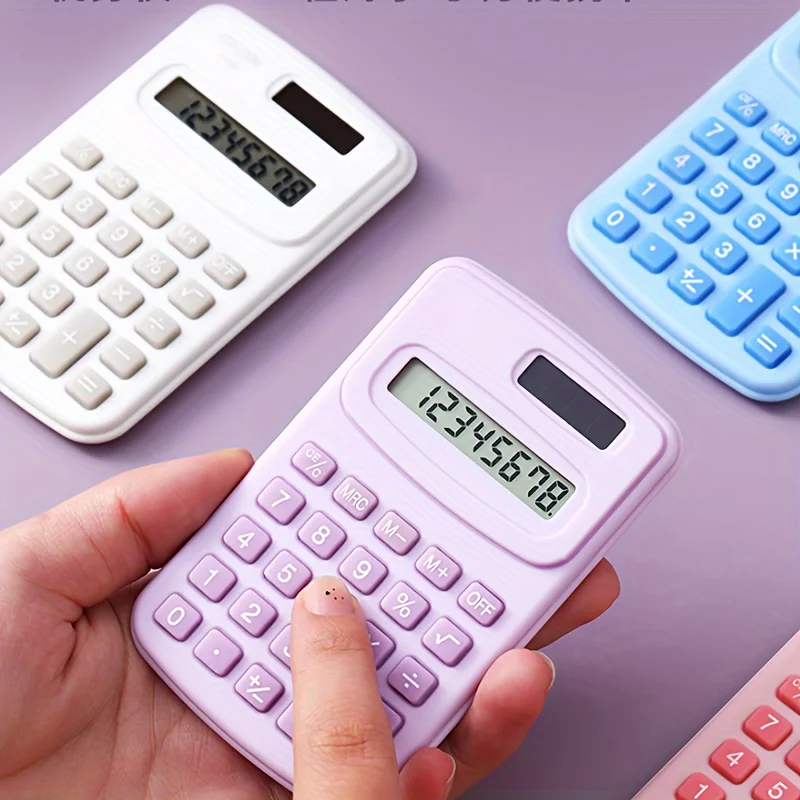 Mini C888 Pocket Calculator, Cute Plain Color Financial Office Computer Learning Supplies Daily Necessities