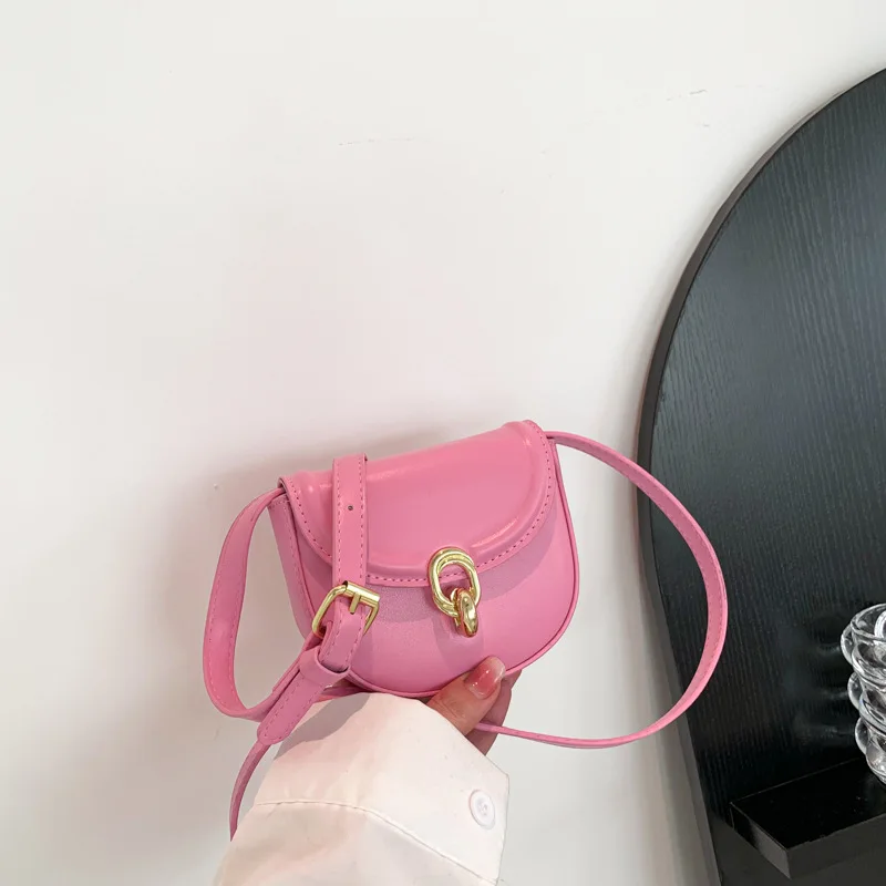 New Korean Version Small Girls Bag Candy Colors Fashion All-match PU Purse and Handbgs Princess Casual Side Bags for Girls