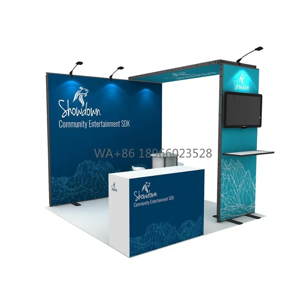 10ft Reusable Cheap Small Tradeshow Portable Exhibition Booth Booth Display with Bridge Small Corner Expo Booth