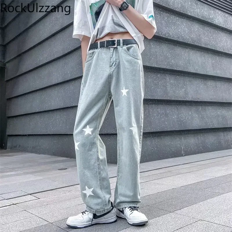

star printed Jeans loose straight Denim Pant Boyfriend Mom Woman Man harajuku vintage streetwear casual y2k black blue aesthetic