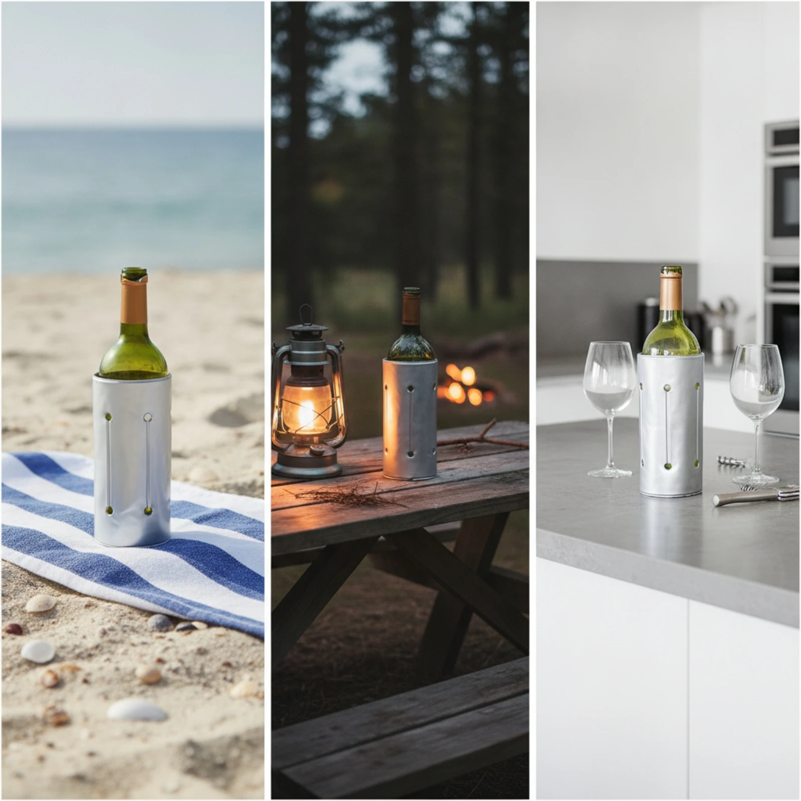 Wine Bottle Cooling Sleeve Compact Wine Cooler Sleeve Bottle Cooling Wrap with Hook-and-Loop Fastener Space-Saving Long-Lasting