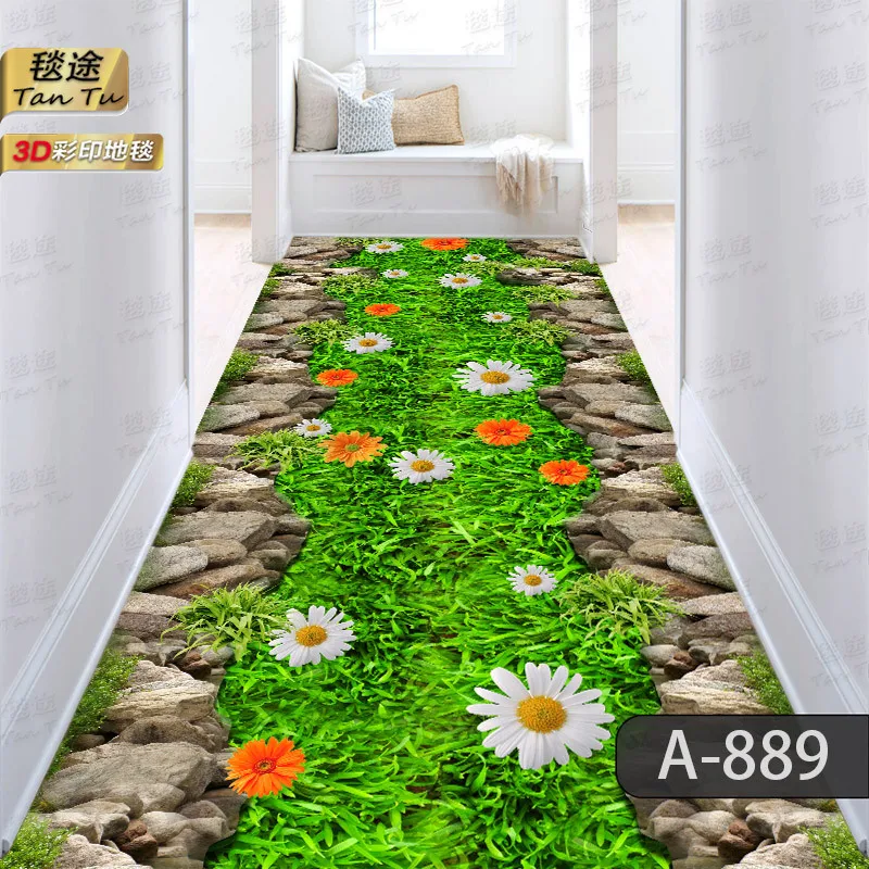 

Luxury Golden Long Corridor Carpet Non-slip Washable Hall Runner Carpets Stairway Rug European Style Aisle Carpet Customizable