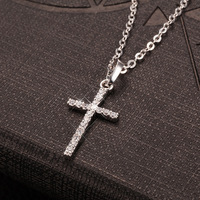 Cross Pendants Necklace Simple Fashion Unisex Metal Chain Crystal Necklace Cross Jesus Pendant Party Jewelry Choker Necklace