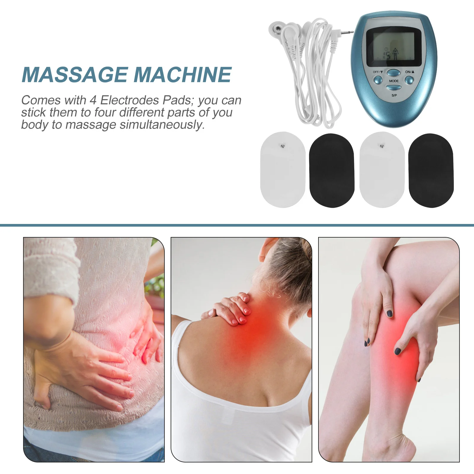 

4 Pads Digital Massage Machine for Waist Shoulder Leg Foot Pain Relief Portable Muscle Stimulator Therapy Device