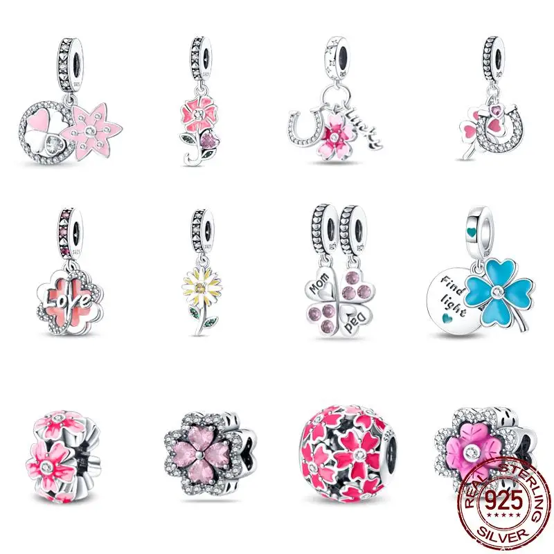 

Подвеска из стерлингового серебра S925 в виде четырехлистного клевера Подходит для Pandora оригинальный браслет DIY женские высокие Ювелирные изделия Подарки