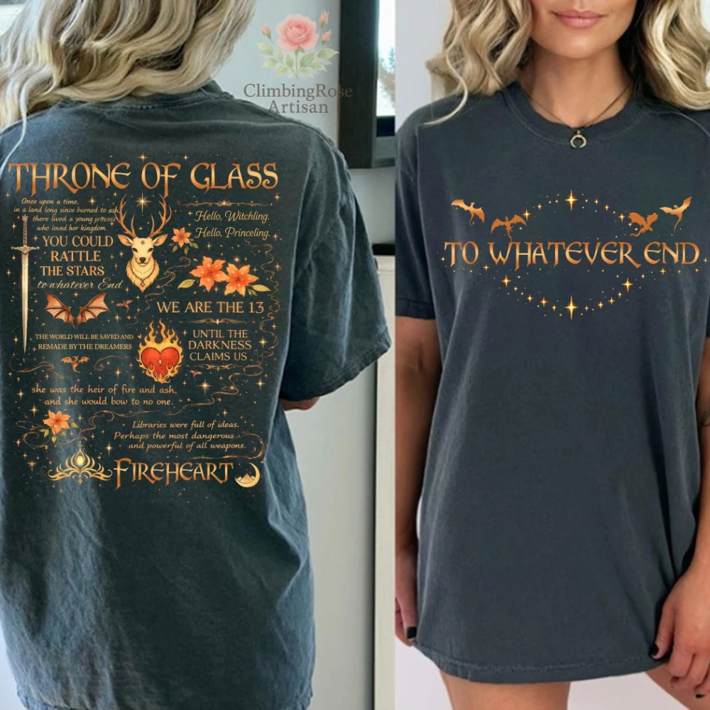 Thron aus Glas Aelin Die Dreizehn T-Shirt SJM-inspirierte Fan-Kunst Fantasy-Leser-T-Shirt Buchliebhaber-Ästhetik Bedruckbares Design T-Shirts