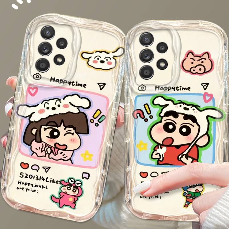 Cartoon C-Crayones S-Shins-chanes For Samsung A55 A54 A53 A52 A35 A34 A33 A32 A25 A24 A23 A22 A21S A15 A13 A14 5G Wave Oil Back