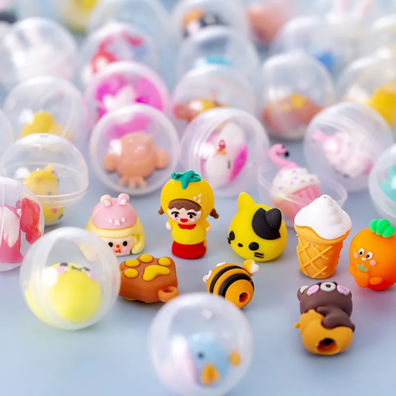 10PCS 32MM Novelty Fun Mixed Surprise Capsule Egg Toy Cartoon Mini Animal Doll Model Gashapon Ball Children Vending Machine Toys