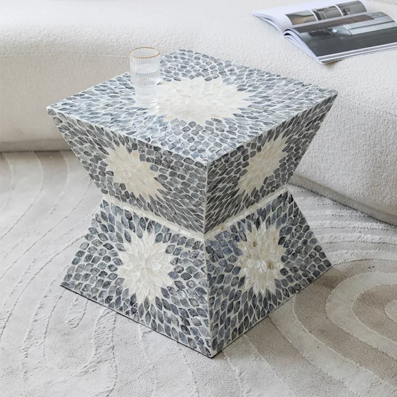 Original Natural Shell Side Table,High-end Living Room and Bedroom Sofa Coffee Table, Home Furniture,Small Side Table