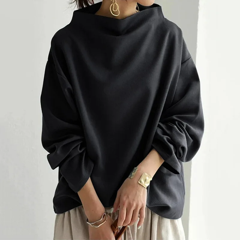 

Autumn Turtleneck Sweatshirt for Women Japanese Harajuku Hoodies Casual Loose Hip Hop Streetwear Oversized Y2K Vintage Clothes