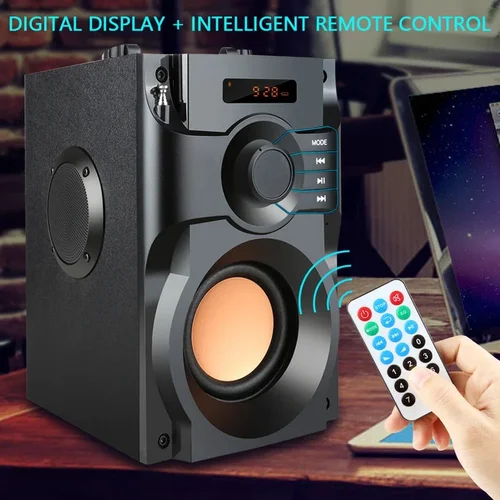 Imagen 2 del producto Altavoz Bluetooth portátil de alta potencia, Subwoofer estéreo inalámbrico, reproductor de música de graves pesados, compatible con Radio FM, tarjeta TF