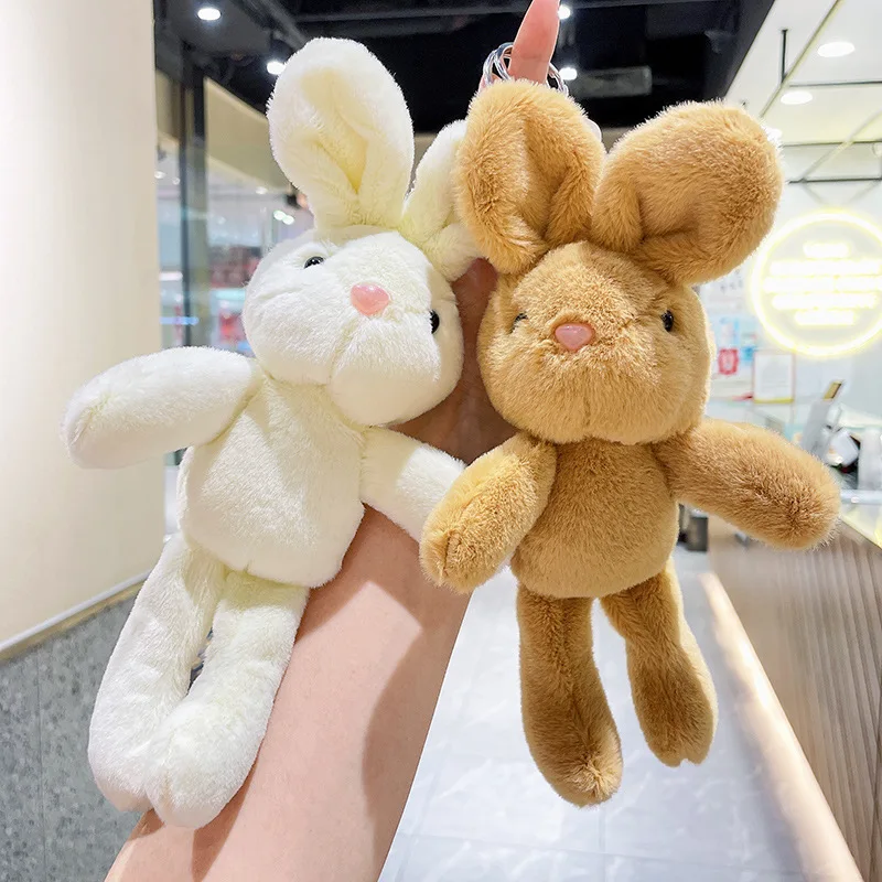 Macio coelho bonito Plush Chaveiro Pingente de desenhos animados Coelho kawaii, brinquedos de pelúcia para crianças, presente charme saco das meninas, novo