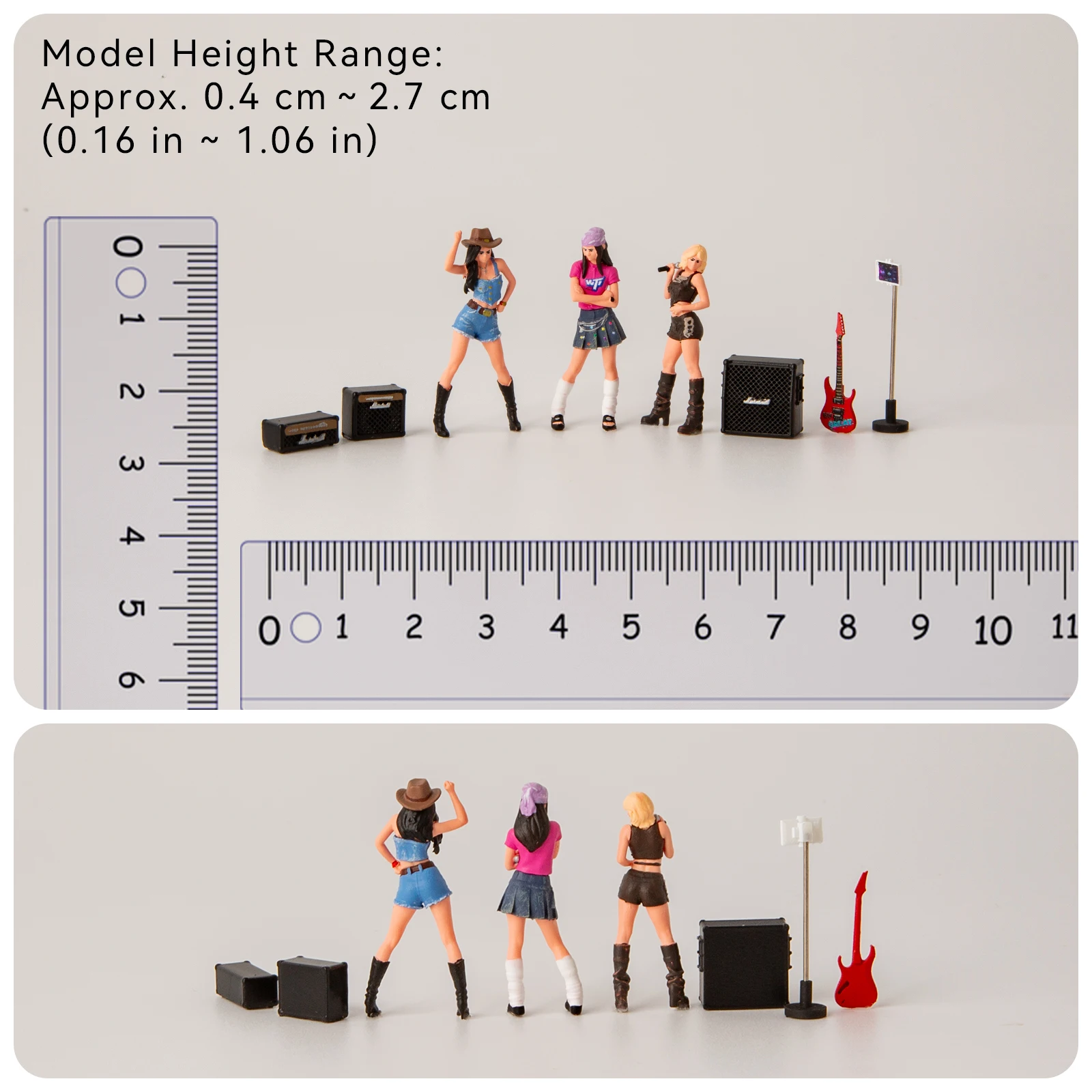 Figuras de Mujer a Escala 1/64, Miniaturas de Resina, Accesorios de Diorama de Banda Musical para Exhibición de Modelos de Coches a Escala, Pintadas a Mano, Modelo AFA