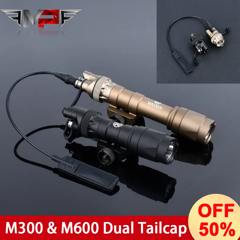 

M300 M600 Air gun Tactical flashlight metal tail cover dual function pressure switch White LED scout Hunting lantern light