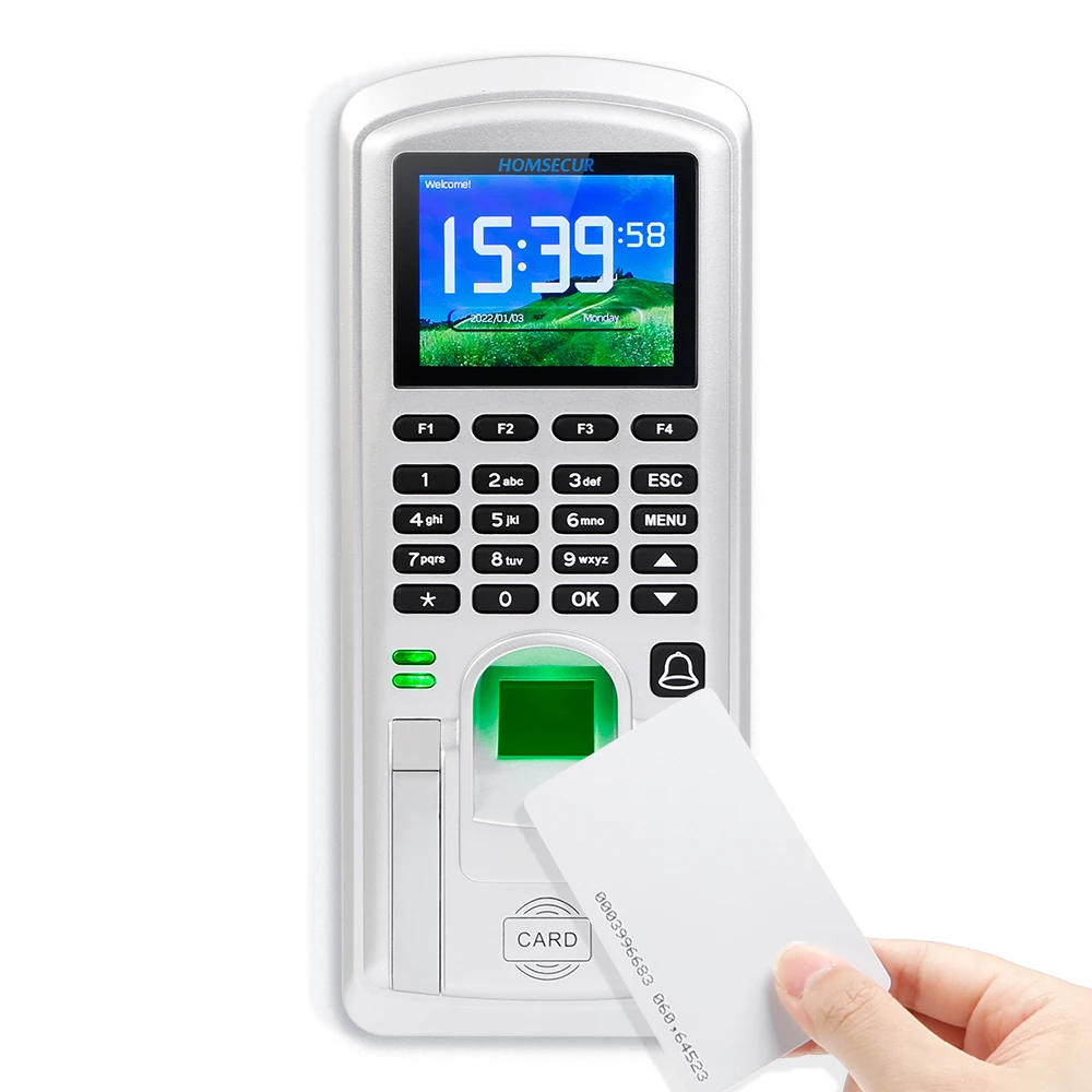 HOMSECUR New Fingerprint And RFID Card Time Attendance+Free Software+WiFi+DST