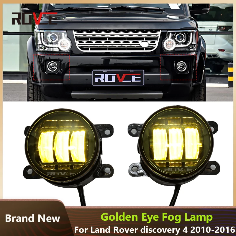 ROVCE Golden Eye Fog Light Assembly LED Fog Lamp for Land Rover Discovery 4 2010-2016  Front Bumper Fog Lamp DRL  Accessories