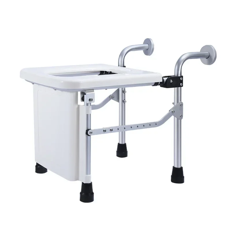 Innovative Wall-Mounted Bathroom Chair, Aluminum Alloy Foldable Seat, Pregnant Squatting Commode, Adult Upgrade, Wall-Mount Seat