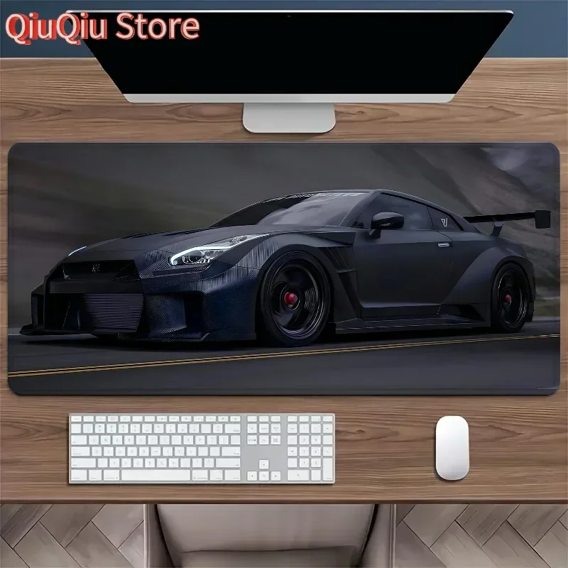 

Гоночный черный спортивный автомобиль, большой коврик для мыши 900x400 мм, резиновый сшитый край, XXL, настольный аксессуар для домашнего офиса для любителей автомобилей