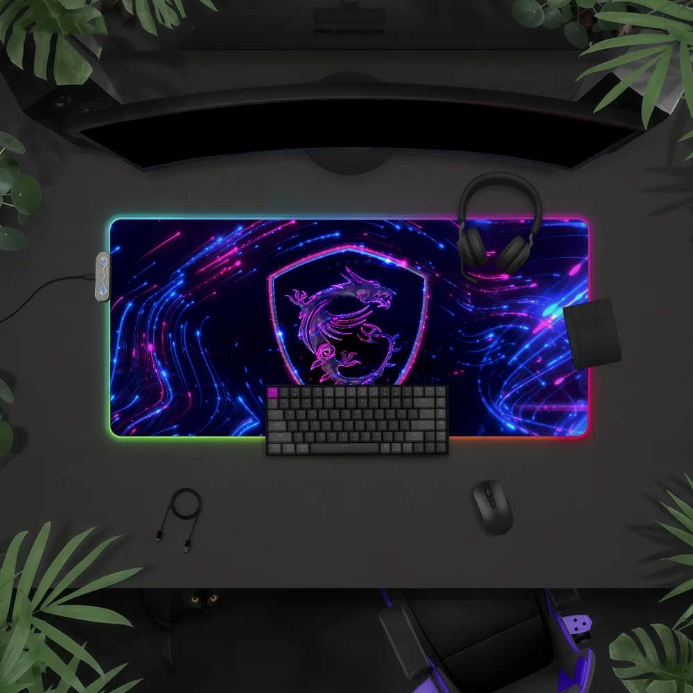 Fashion Brand M-MSI-S Cool Mouse Pad RGB LED Light Colorful Game Keyboard Non-slip Cover Desk-mat Surface Waterproof