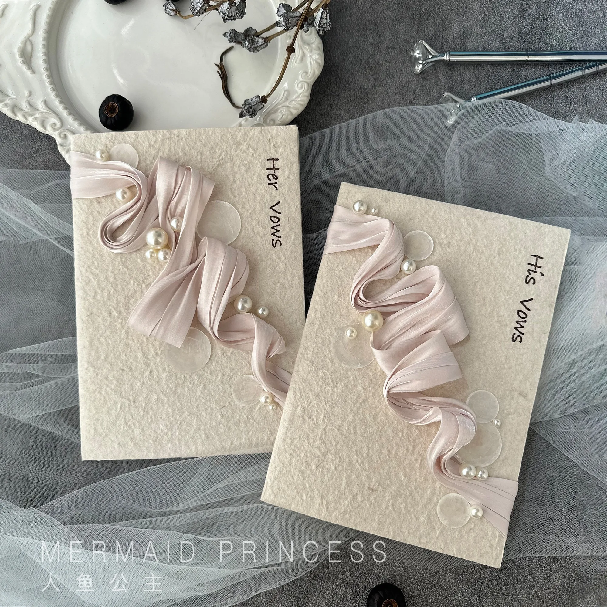 Advanced Wedding Vow Books  His and Her Vows Rough Texture Dongba Paper Keepsake for Bride and Groom, Unique Wed Oath Card