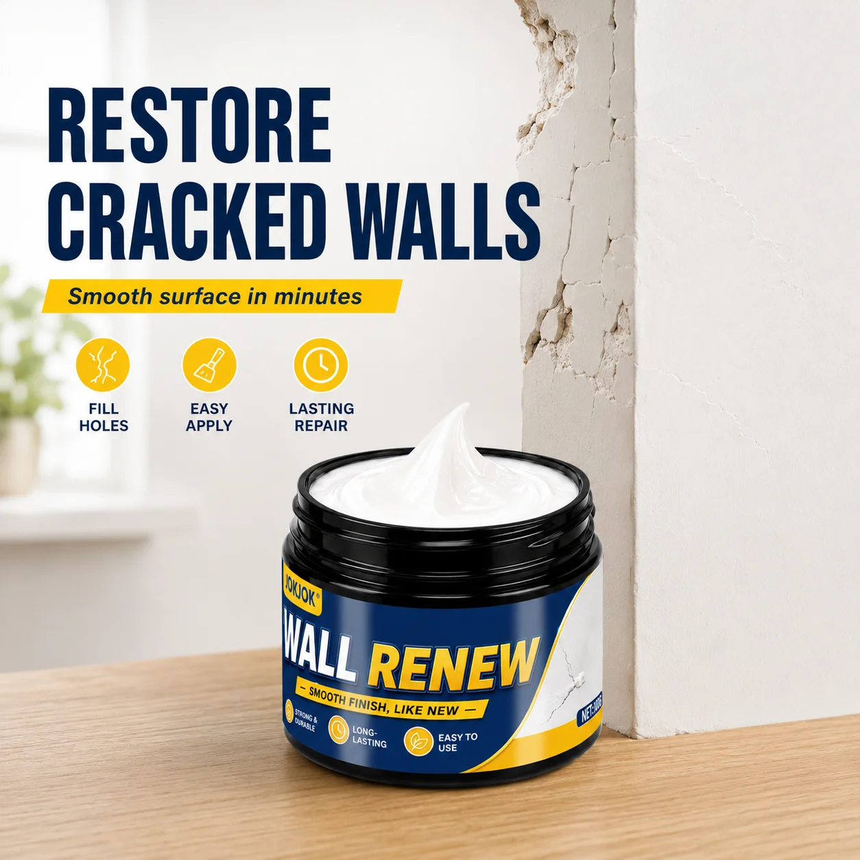 2026 Latest Upgraded Wall Repair Putty + High-Efficiency Easy-to-Use Wall Brush, Effortlessly Restores Wall Smoothness, Crack-re