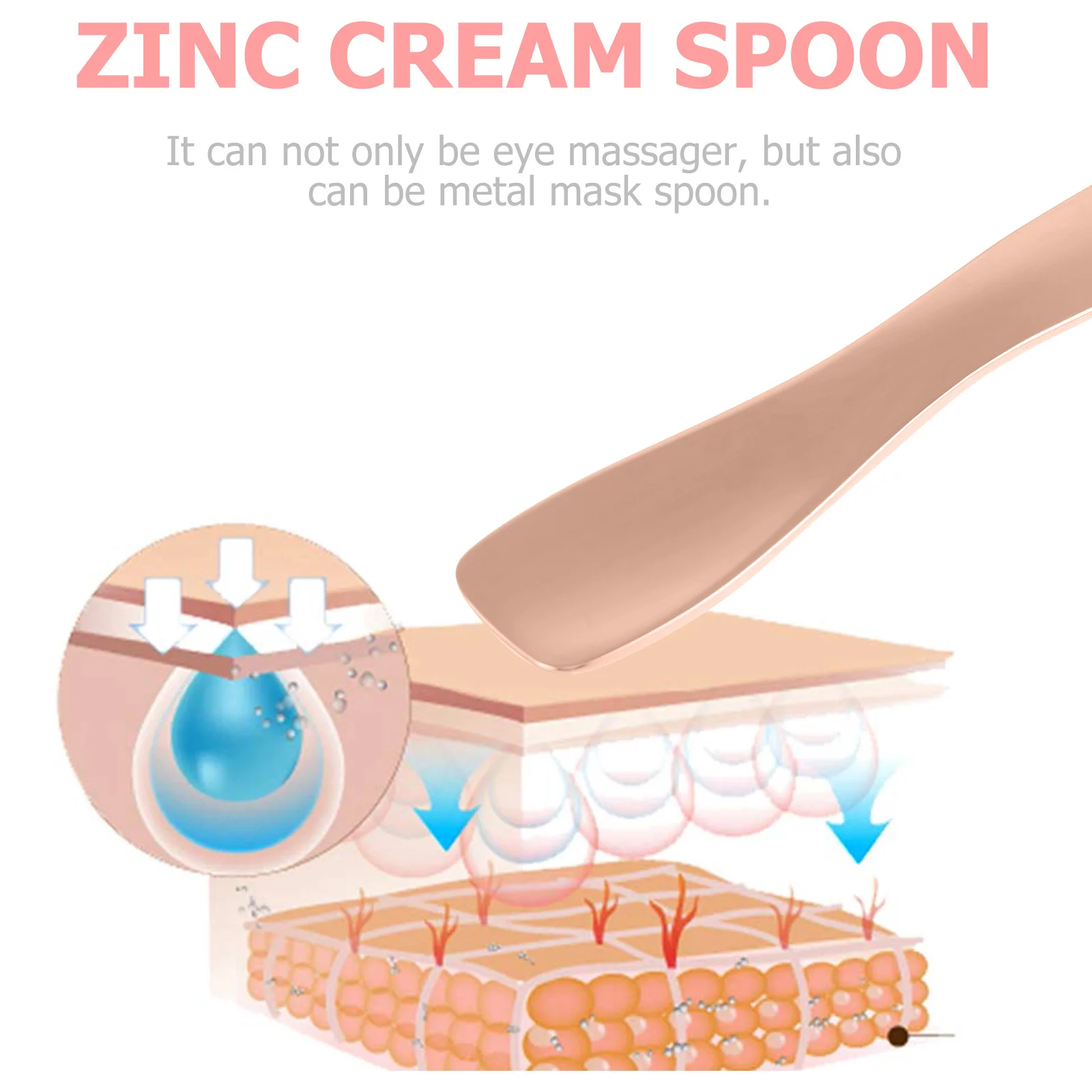 3 pezzi in oro rosa cucchiaio per crema per gli occhi in lega di zinco durevole massaggiatore per occhi per alleviare l'affaticamento circolazione strumento per la cura della pelle applicatore di bellezza