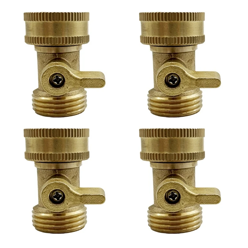 AB15-Brass 정원 호스 정지 밸브, 견고한 황동 정원 호스 정지 밸브, 정원 호스 커넥터 (4 개), 3/4 인치