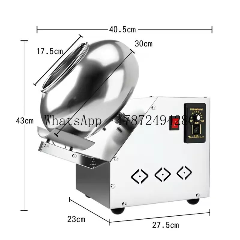 

Chocolate Sugar Coasting Machine 30CM Roller Candy Chocolate Bean Coater Machine Polishing/Rounding/Coating/Drying