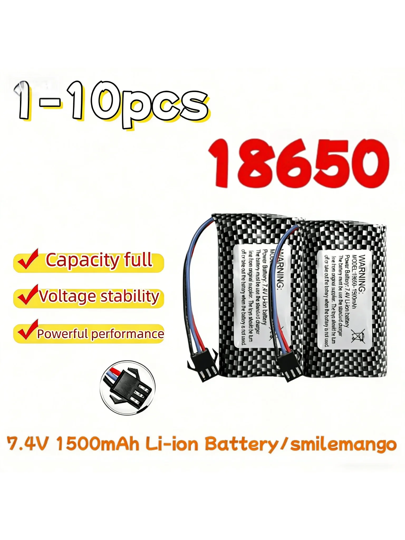 Bateria do zdalnie sterowanego samochodu MN82, MN128, MN78, 7,4 V, 1500 mAh, ładowarka LC79 do zegarka z funkcją sterowania gestami, samochodu RC do wykonywania akrobacji, modelu SM3p. — 2