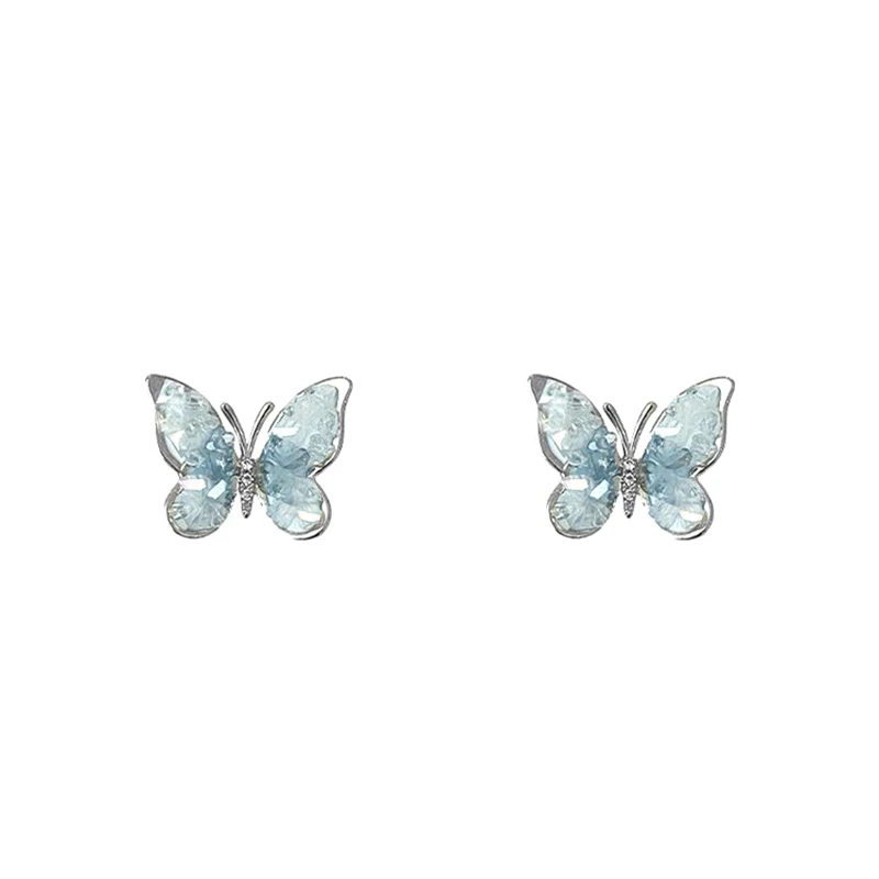 1 Pair Women Fashion  Korean Style Crystal Flower Butterfly Earring For  Exquisite Elegant Earring Wedding Party Jewelry Gift