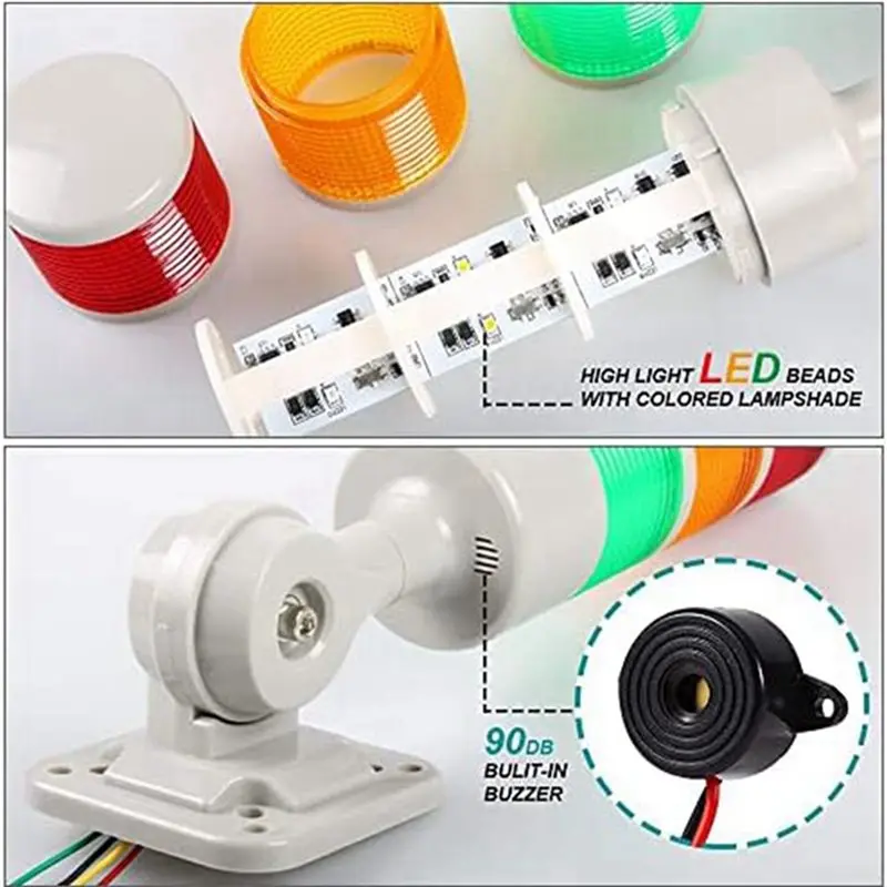 2X LED Signal Tower Lights, Industrial Signal Warning Lights, Tower Lights And Light Strips, Steady/Flashing Lights-AT30