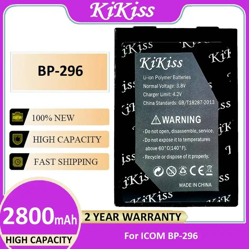 

Для Icom BP-296 Батарея для двусторонней радиосвязи 2800 мАч Длительная производительность Прочный
