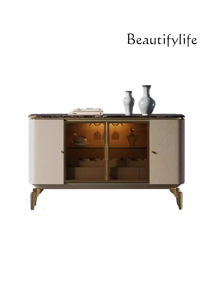 

Wine cabinet living room against the wall high-end light luxury locker custom modern natural marble dining side cabinet