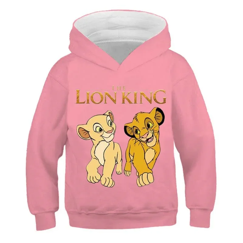 2022 New The Lion King Hoodies Boys Girls 2-16 Years Clothes Cotton Long Sleeeve Sweatshirts Cartoon Simba Casual Hooded Tops